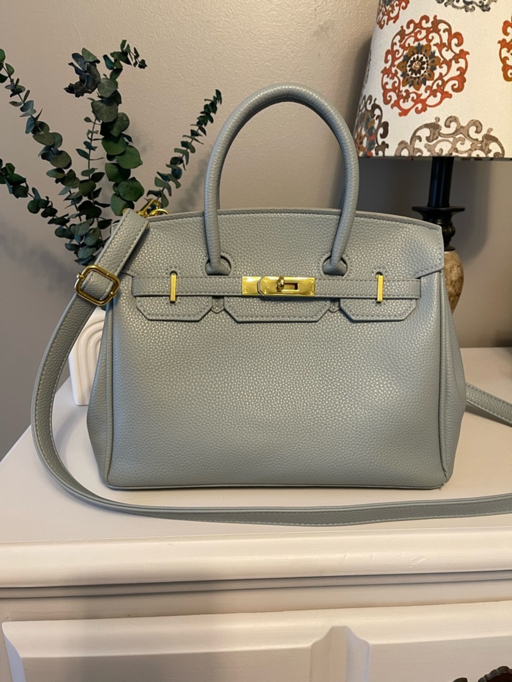 Classic Pebbled Leather Birkin Style Bag Satchel